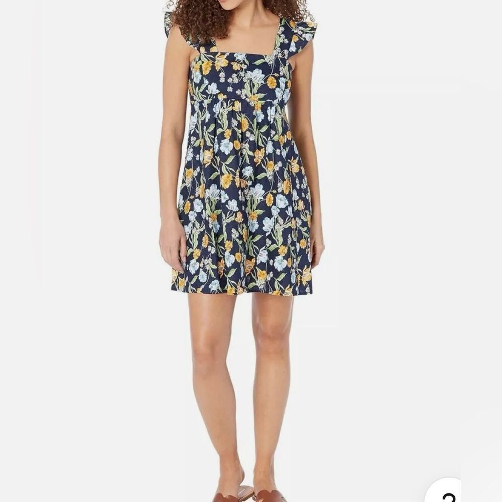 Draper James Maddie Babydoll Spring Blooms Floral Linen Smocked Dress. Small.NEW